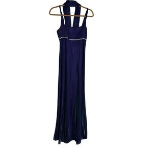 Vintage 90’s Y2K Blondie Nites Purple Green Holographic Rhinestone Empire Dress
